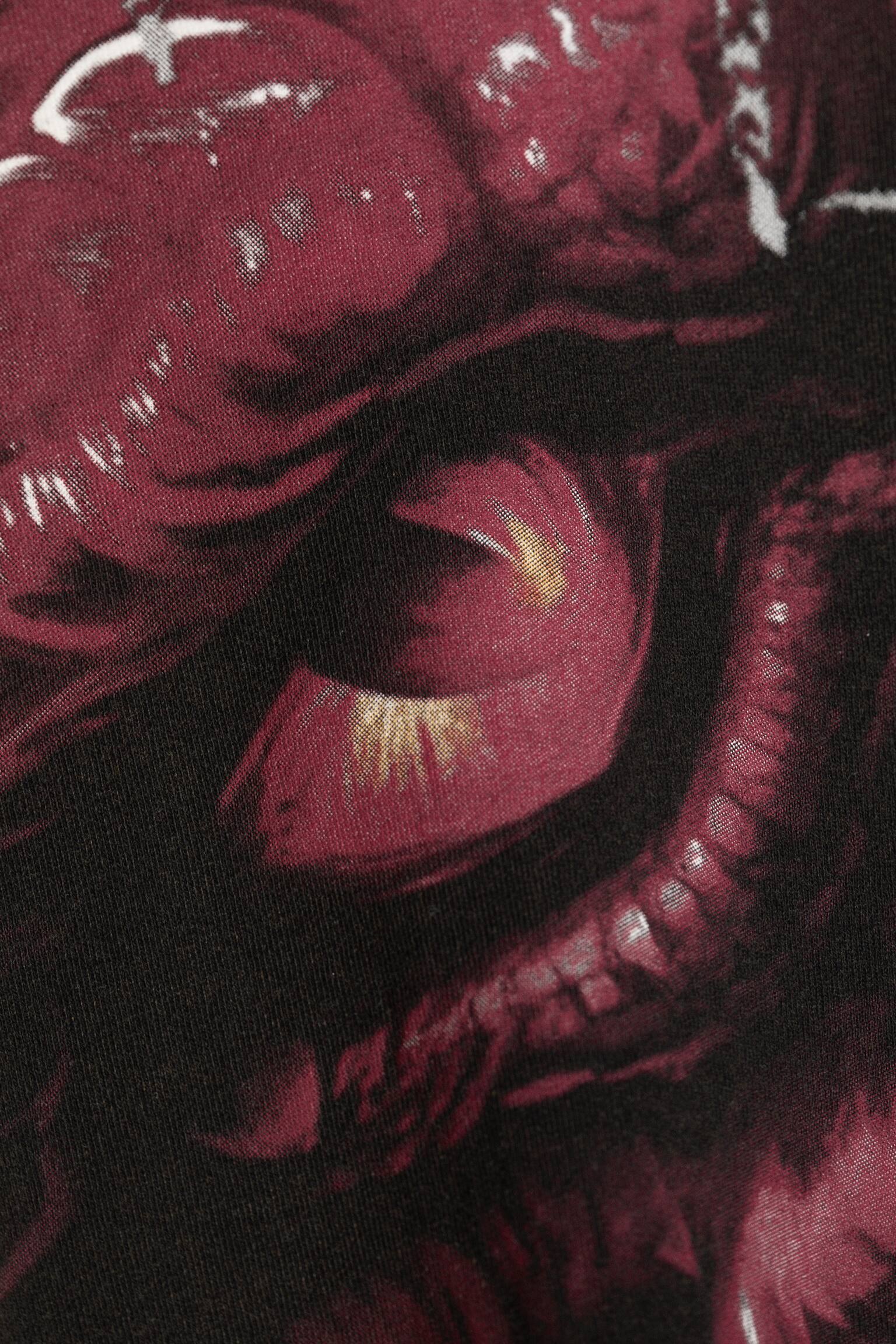 Boxy top met print en lange mouwen - Washed Black - Dragon Gaze - 6