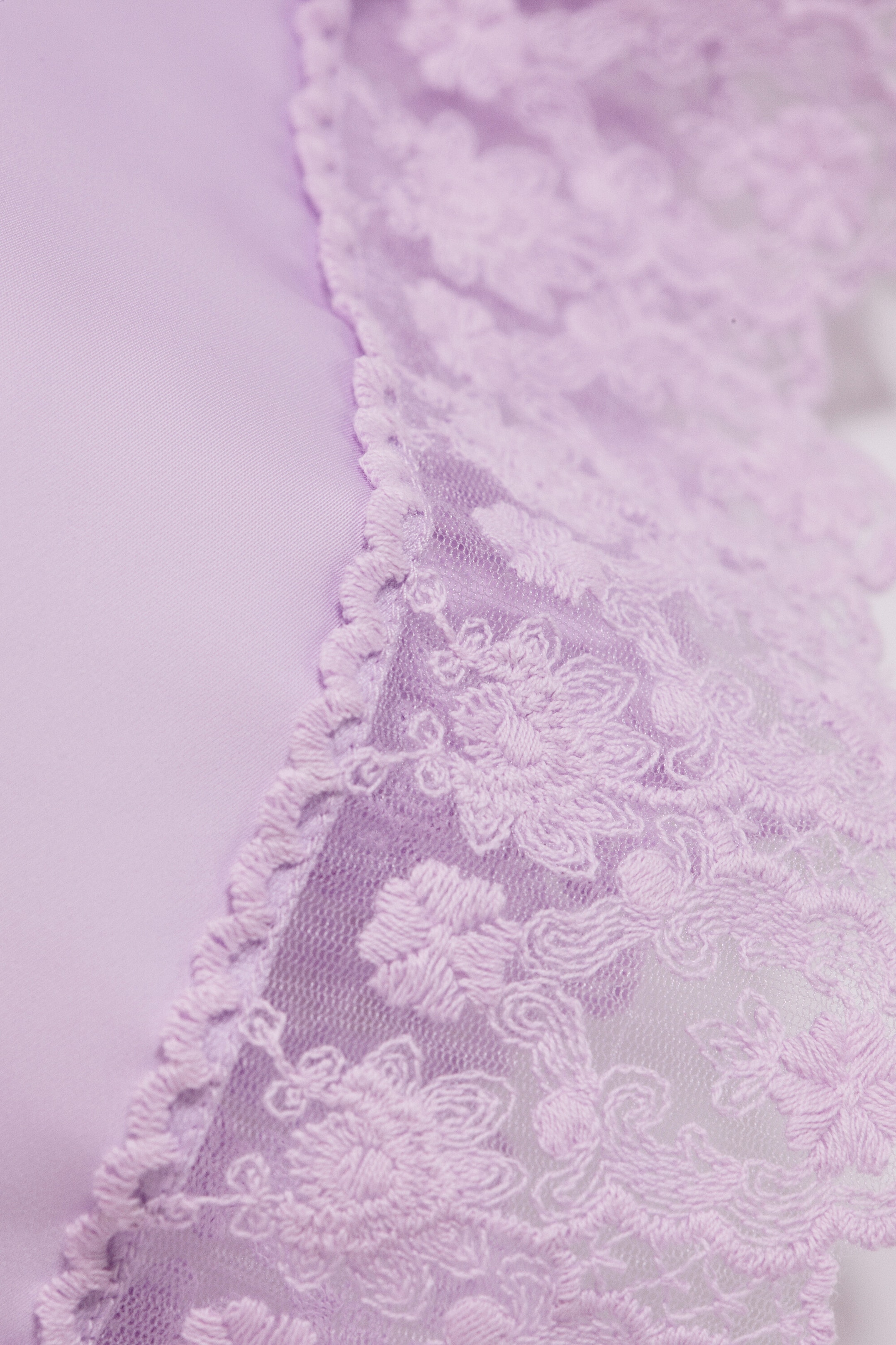 Light Lilac - Satin Lace-Trim Slip-Dress - 5