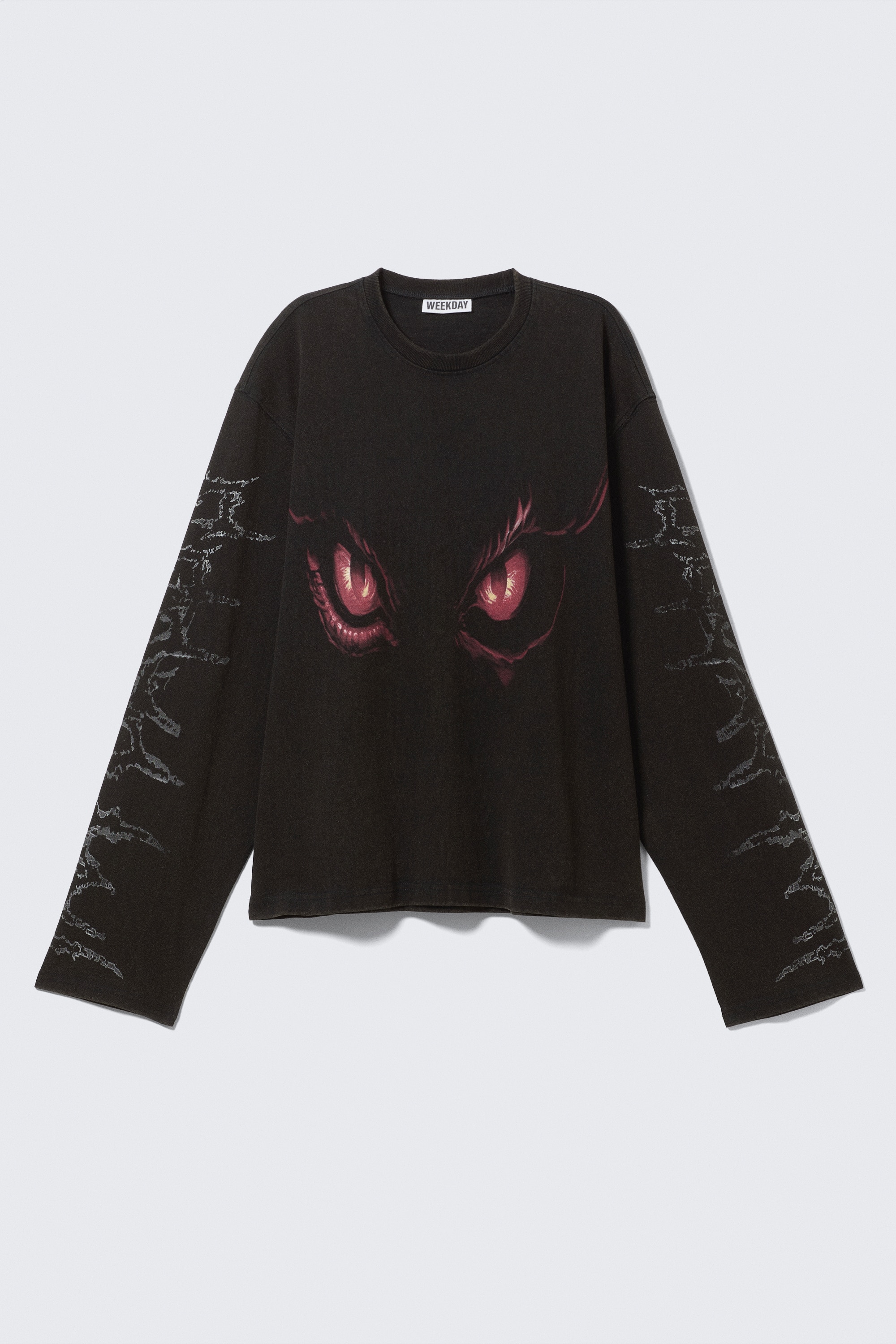 Boxy Printed Long-Sleeved Top - Washed Black - Dragon Gaze