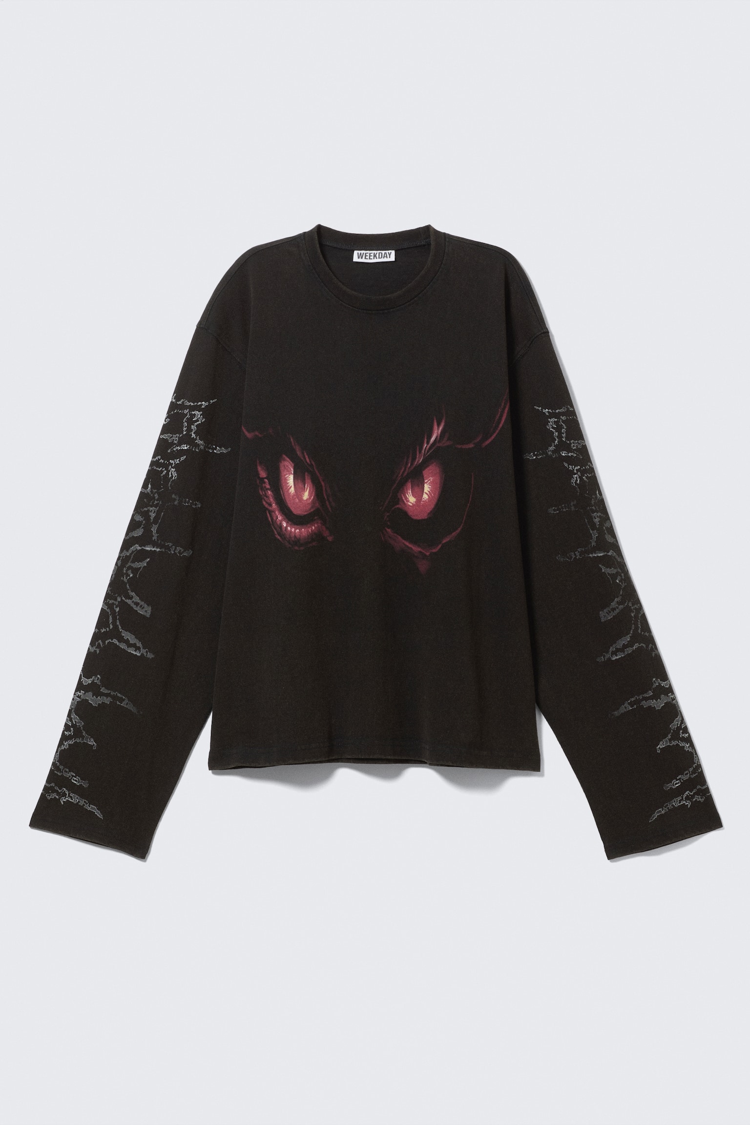 Boxy top met print en lange mouwen - Washed Black - Dragon Gaze - 2