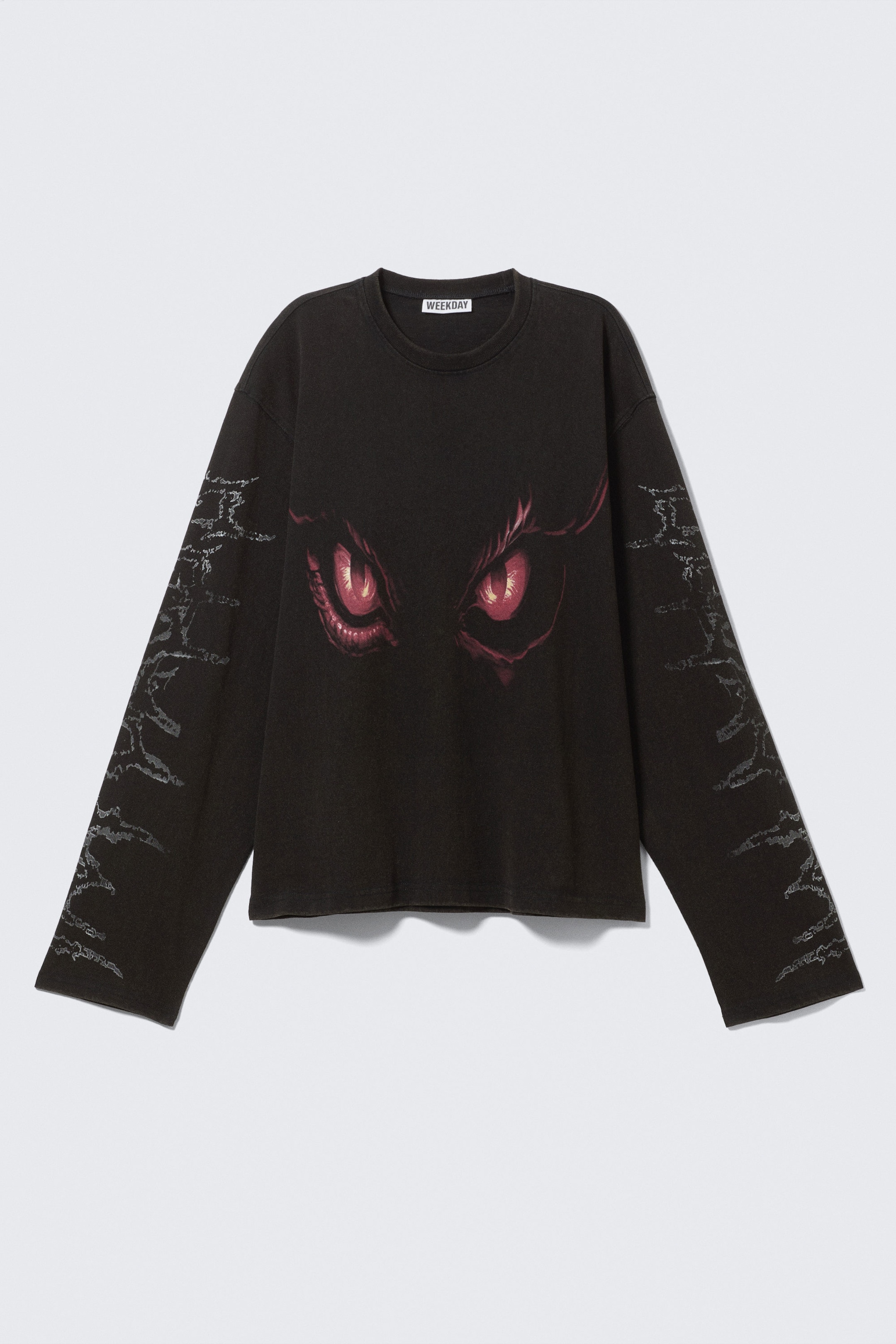 Washed Black - Dragon Gaze - Boxy top met print en lange mouwen - 4