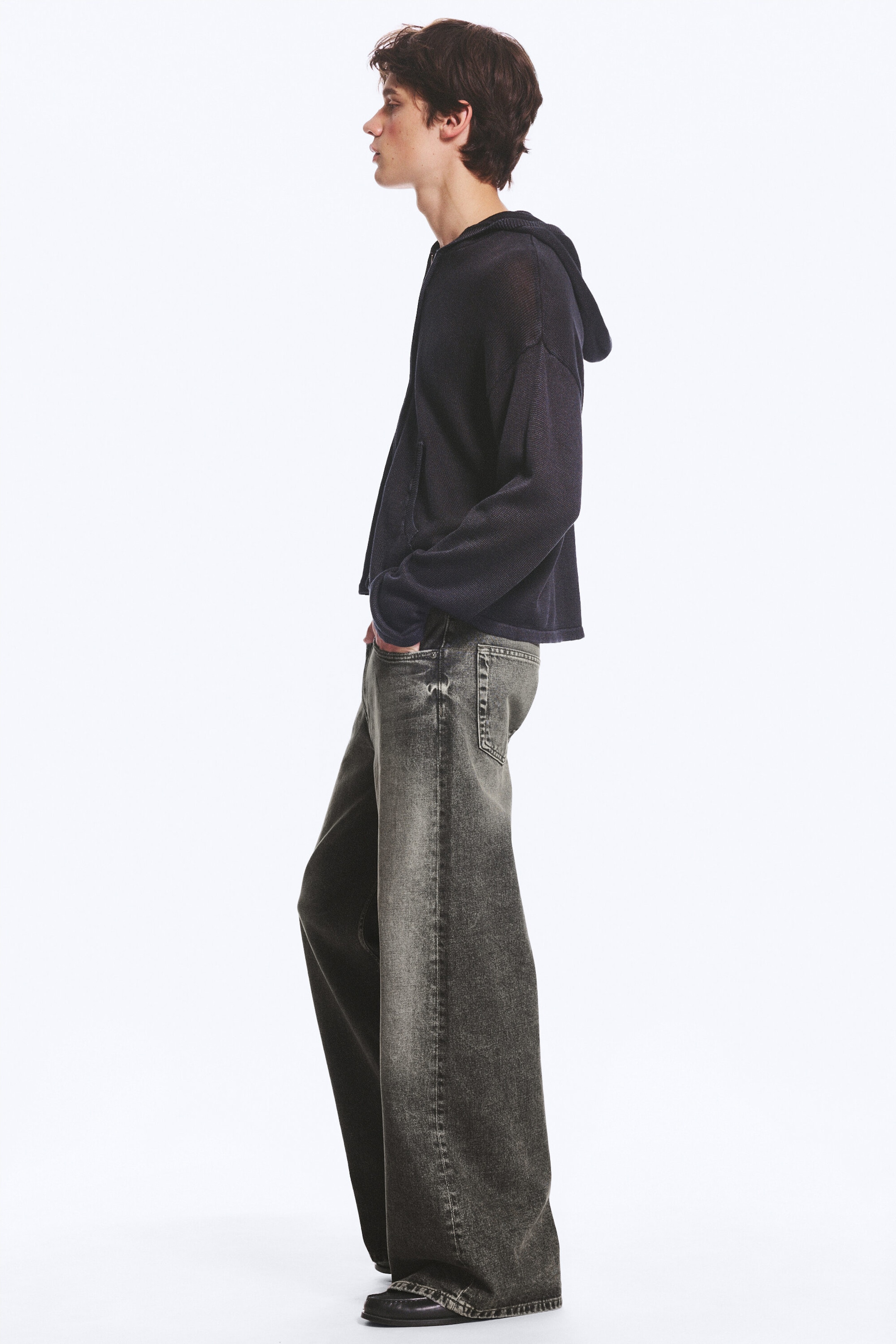 Redondo Black - Washed Black - Solar Loose Wide Leg Unisex Jeans - 2