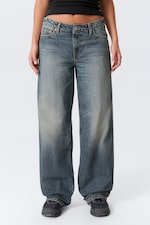 Redondo Blue - Medium Blue - Ample Low Rise Loose Wide Leg Jeans - 1