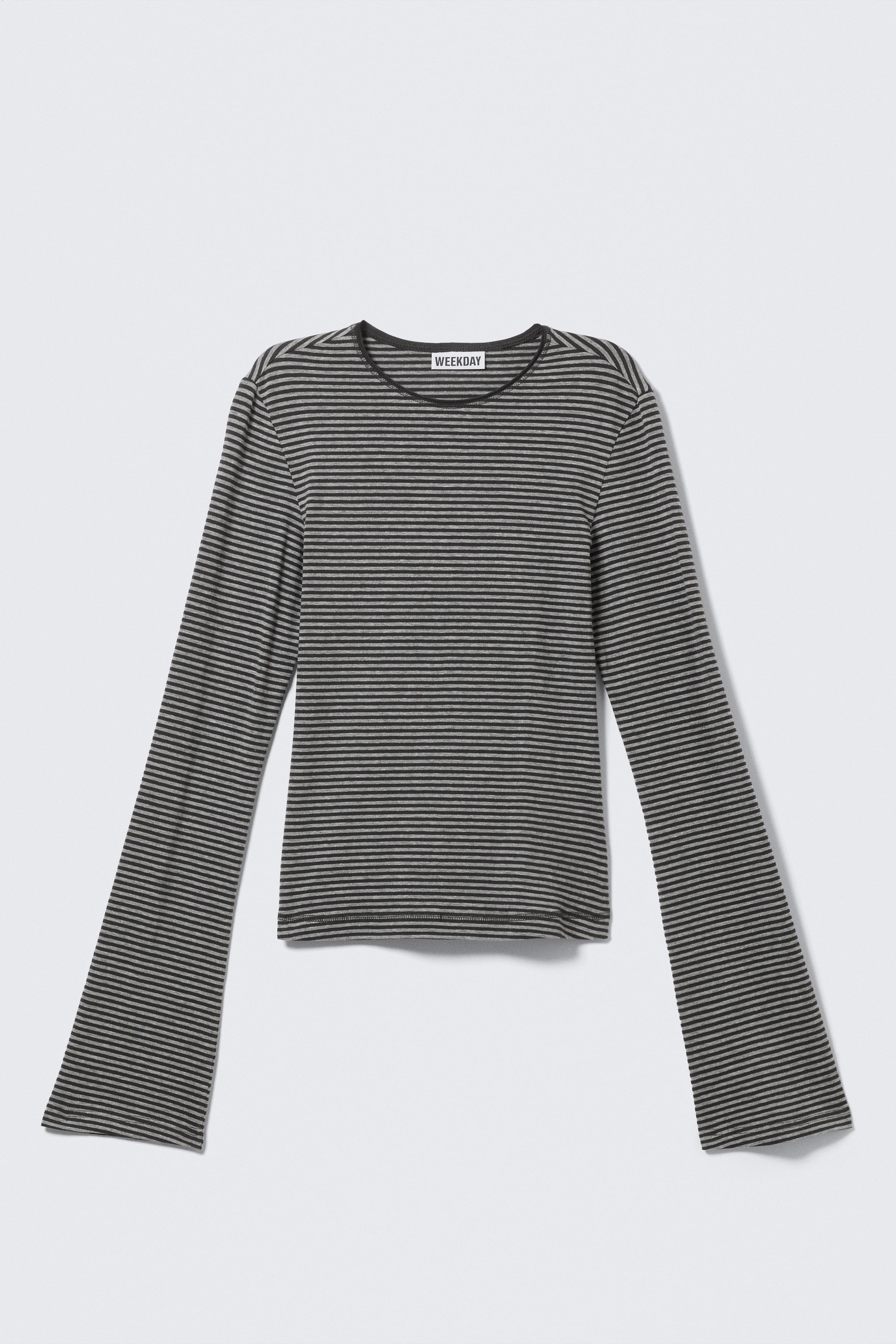 Långärmad topp i bomull - Svart & grå-randig/Mörkbrun/Randig mörkgrön/Mörkgrön/Vit/Svart Stripes/Randig mullvad/Randig mörkbrun/Randig mörk khakigrön