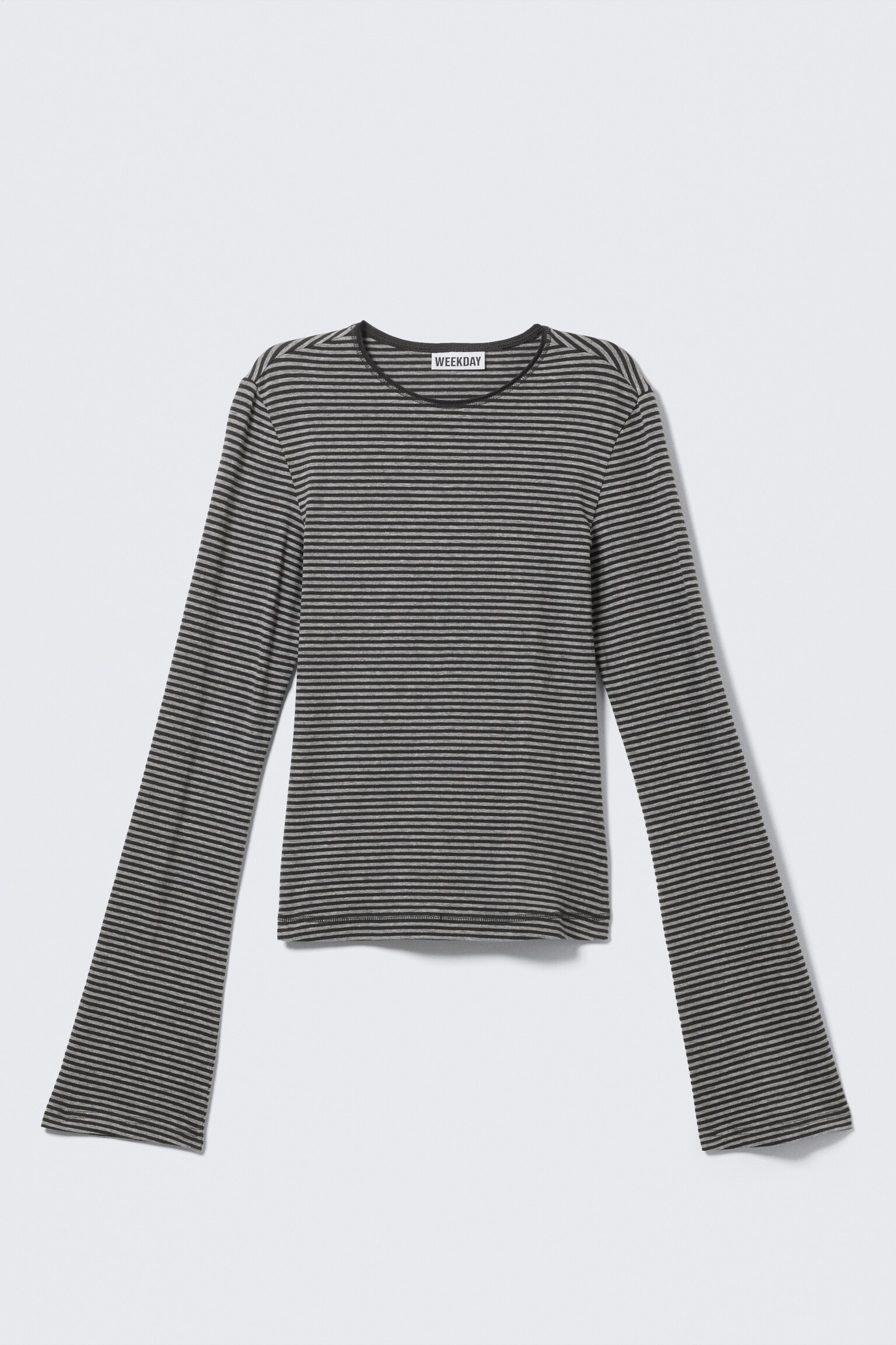 Långärmad topp i bomull - Svart & grå-randig/Mörkgrön/Randig mullvad/Randig mörkbrun/Mörkbrun/Vit/Svart Stripes/Randig mörk khakigrön - 2