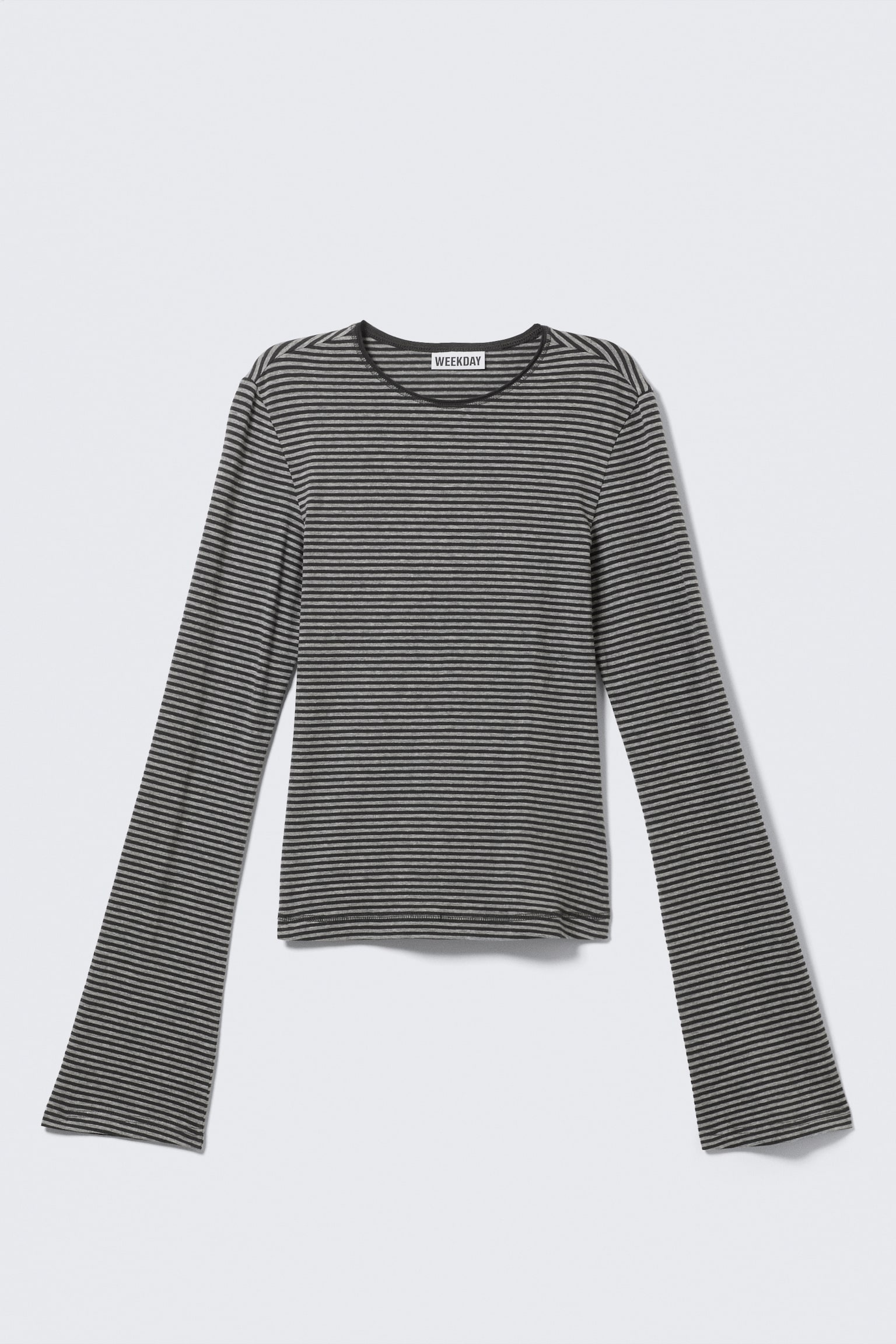 Longsleeve aus Baumwolle - Schwarz & grau gestreift/Dunkelbraun/Dunkelbraun gestreift/Dunkelgrün/Graubraun gestreift/Weiß - Schwarze Streifen/Rostbraun/Weiß/Dunkles Khakigrün gestreift - 2