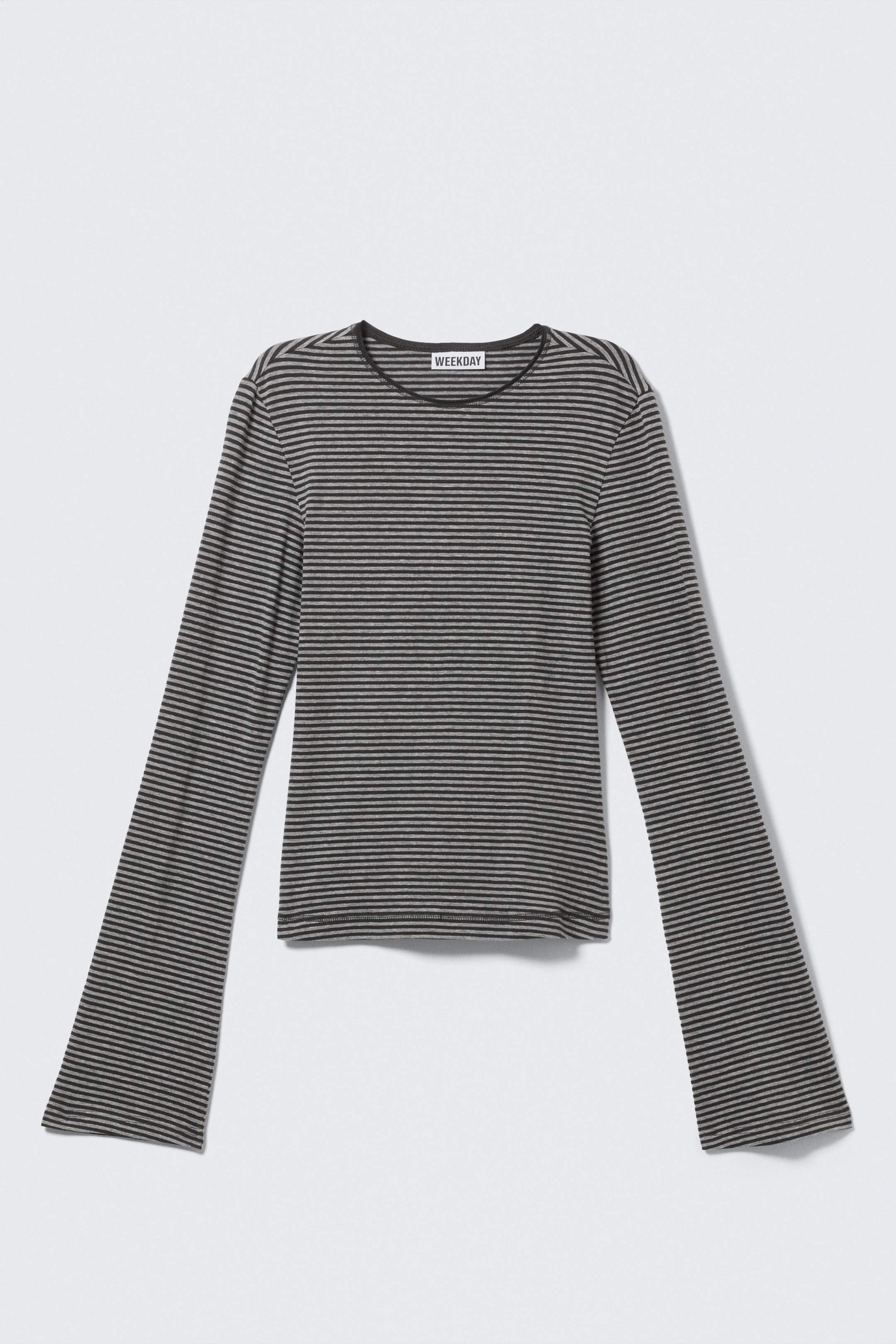 Svart & grå-randig - Långärmad topp i bomull - 3