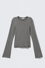 Svart & grå-randig - Långärmad topp i bomull - 3