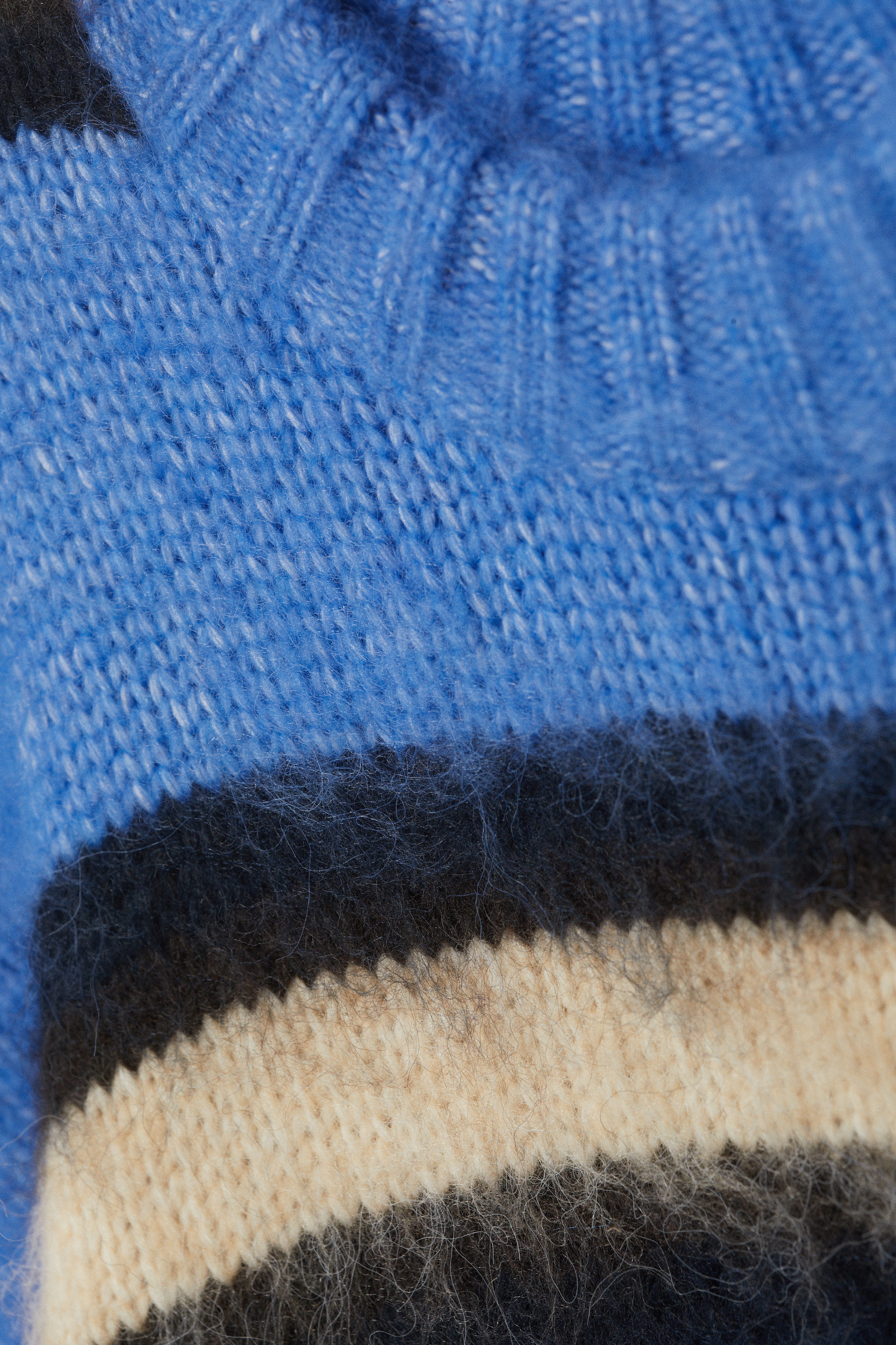 Striped Blue - Relaxed Fit Fluffy Knit Sweater - 2