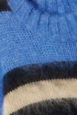 Striped Blue - Relaxed Fit Fluffy Knit Sweater - 4