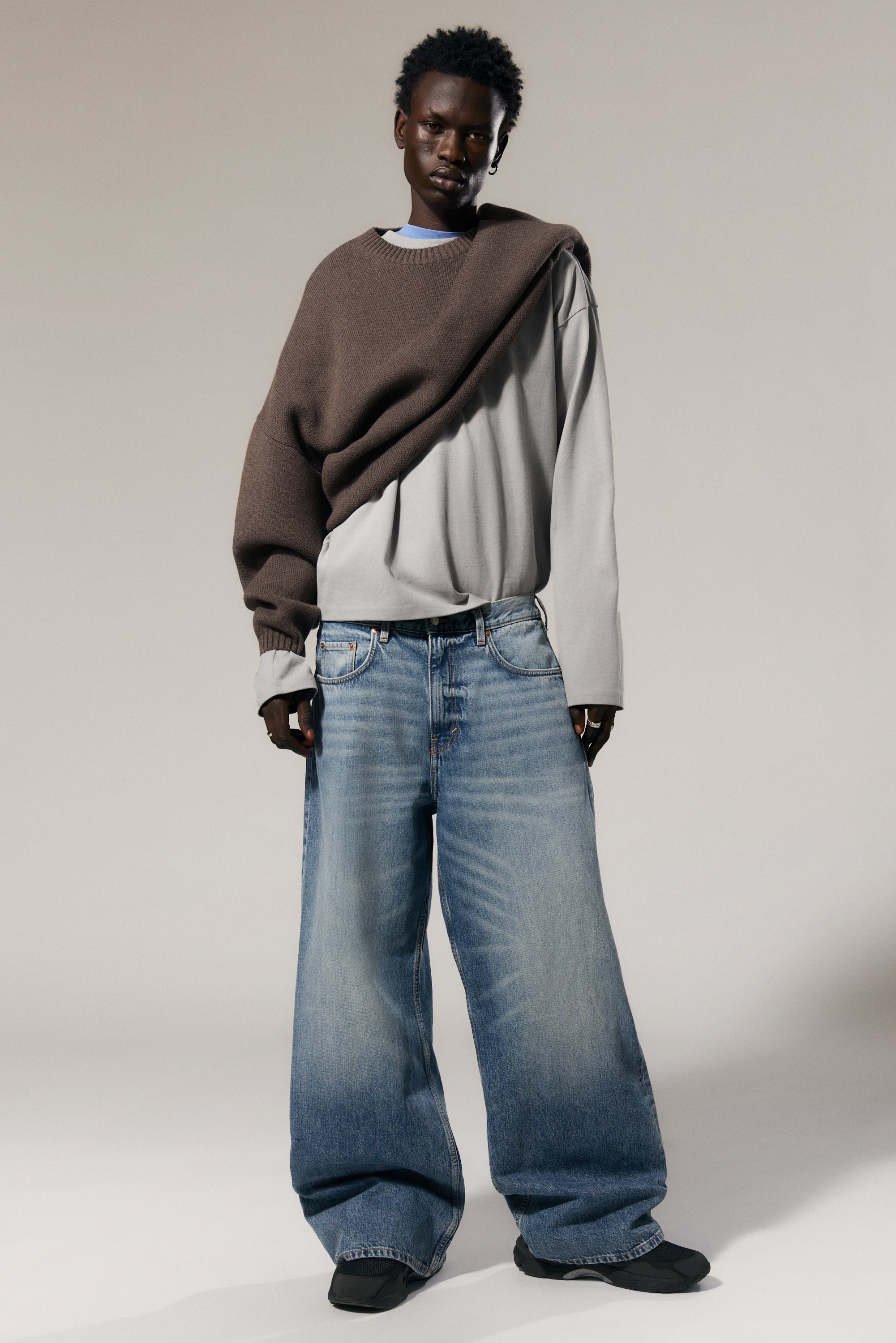 Solar Loose Wide Leg Unisex Jeans - Blue Horses - Mittelblau/Blue Rinse - Dunkelblau/Redondo Black - Gewaschen