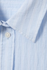 Striped Light Blue - Crinkled Transparent Long-Sleeved Shirt - 1