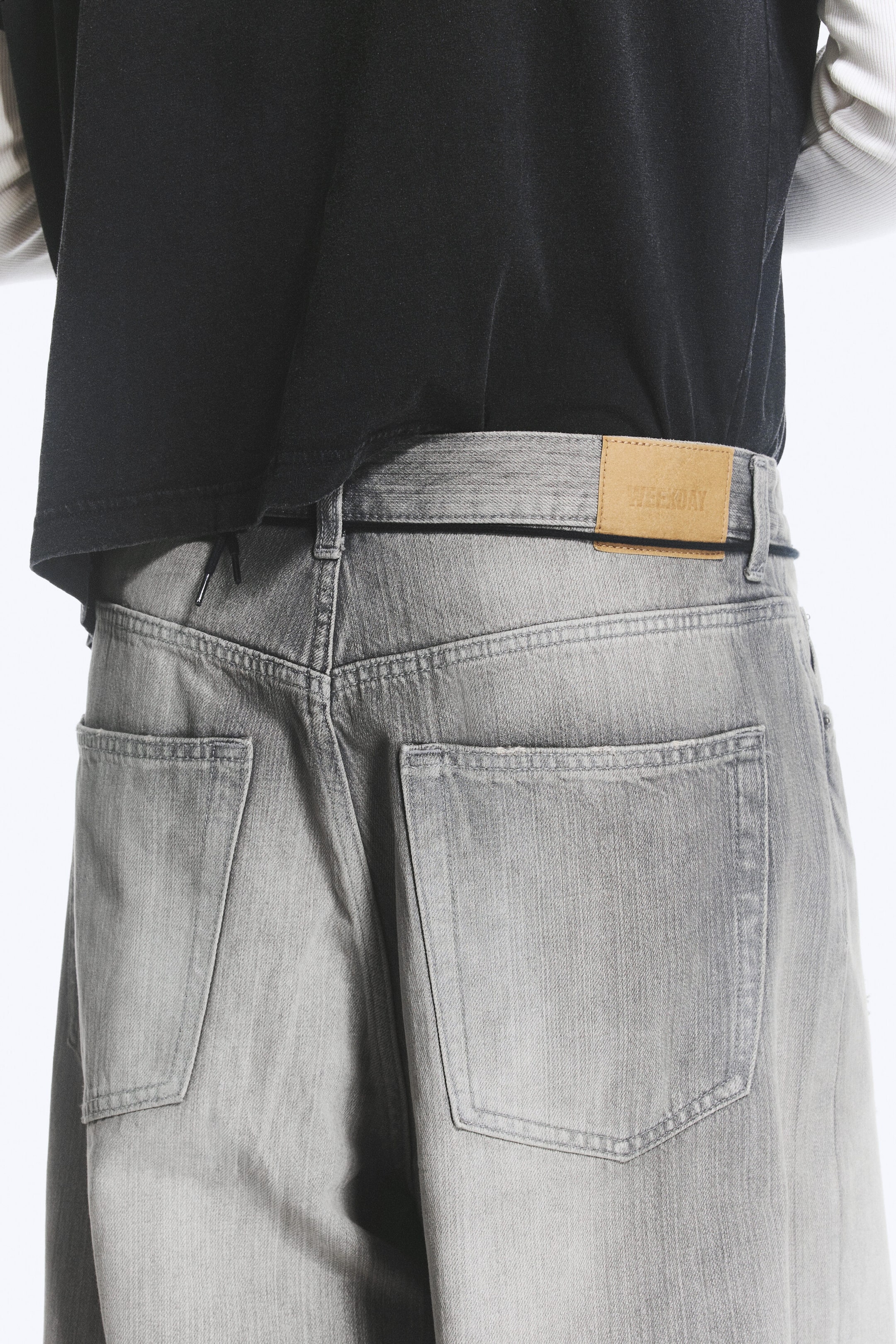 Complex Grey - Mellangrå - Astro Mid Waist Loose Baggy Unisex Jeans - 4