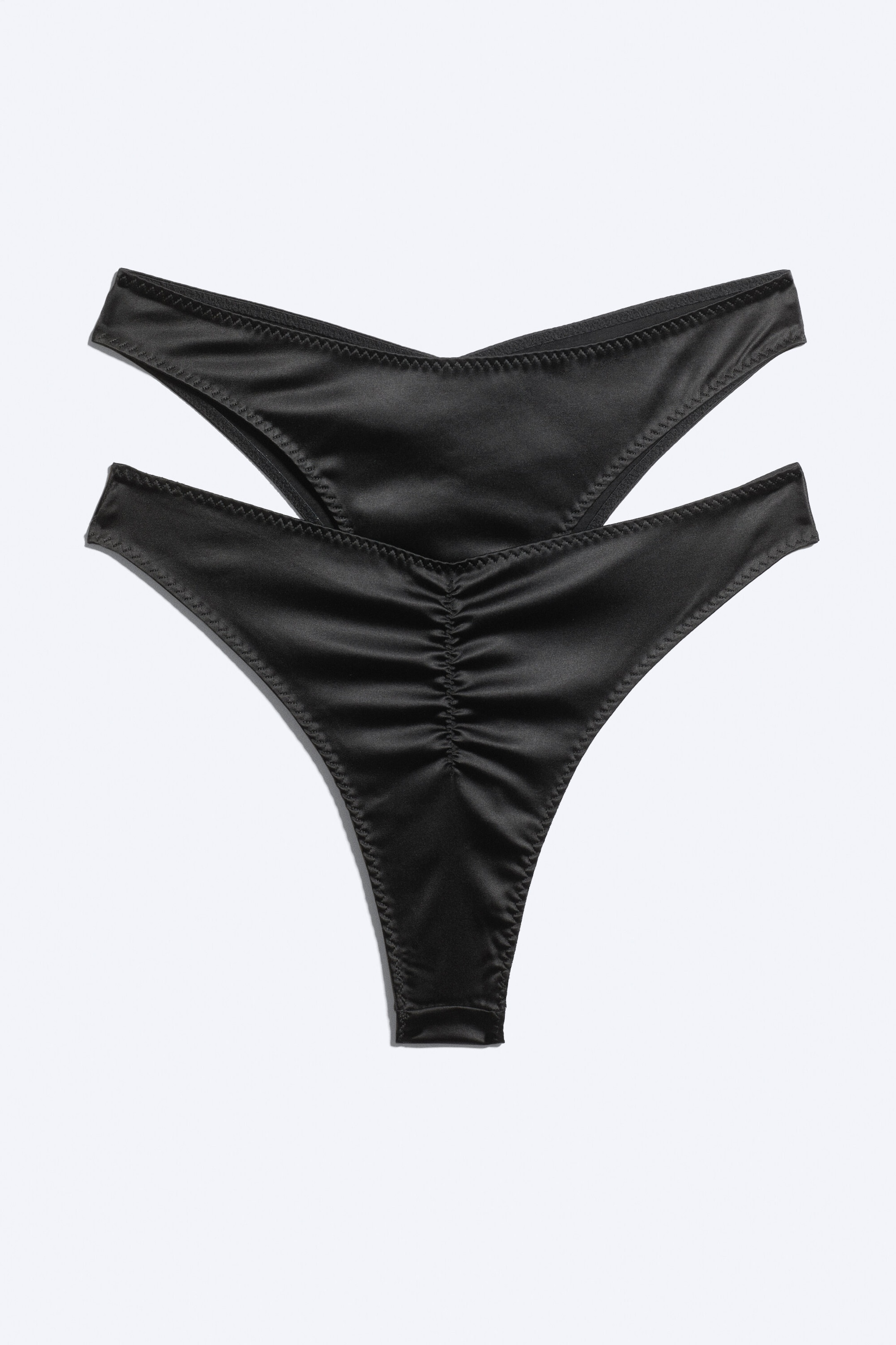 Schwarzer Satin - 2er-Pack Brazilian Slips - 4