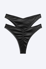 Schwarzer Satin - 2er-Pack Brazilian Slips - 4