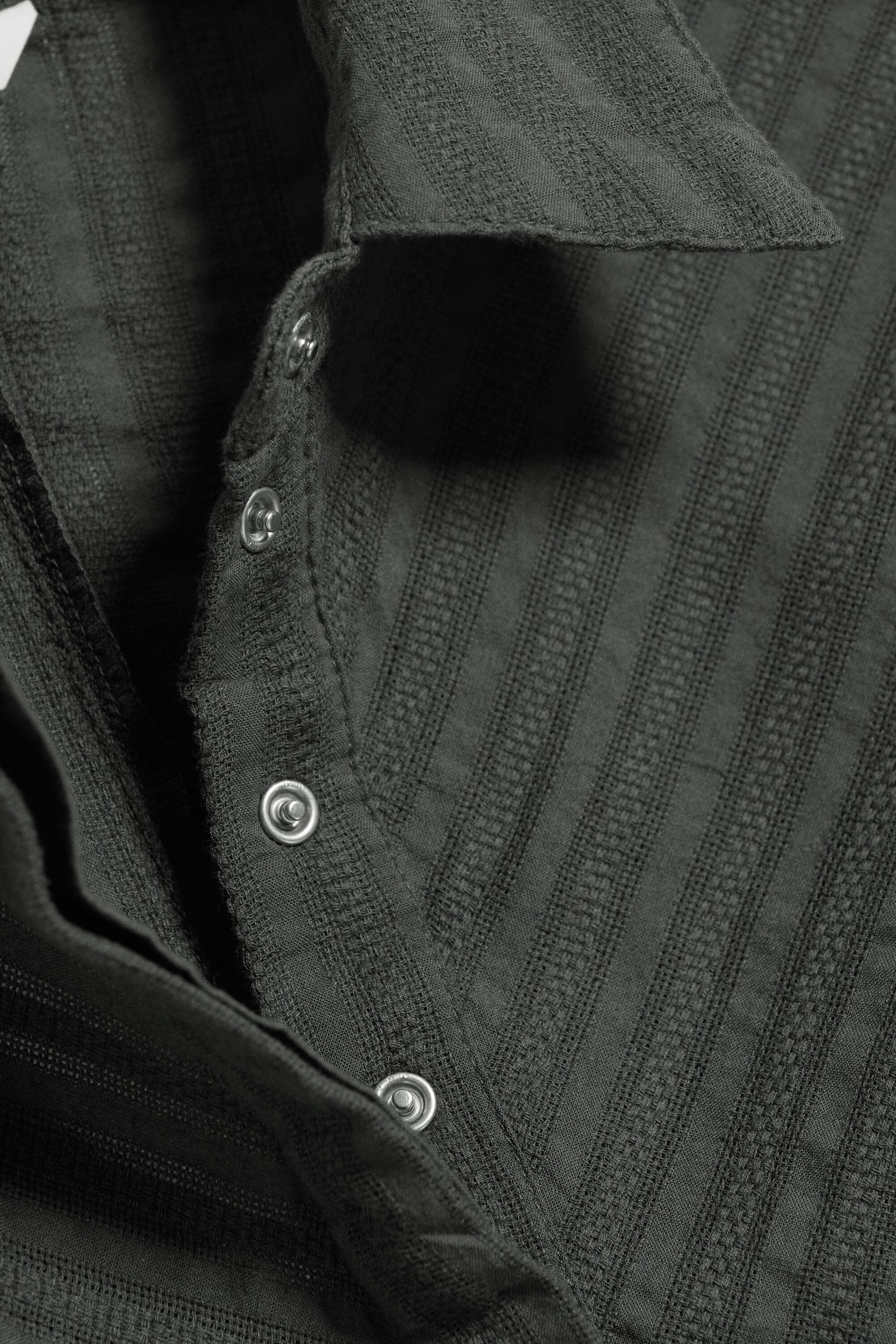 Striped Grey - Tie‑Detail Cotton Shirt - 5