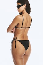 Black - Strappy Tie Bikini Bottoms - 2