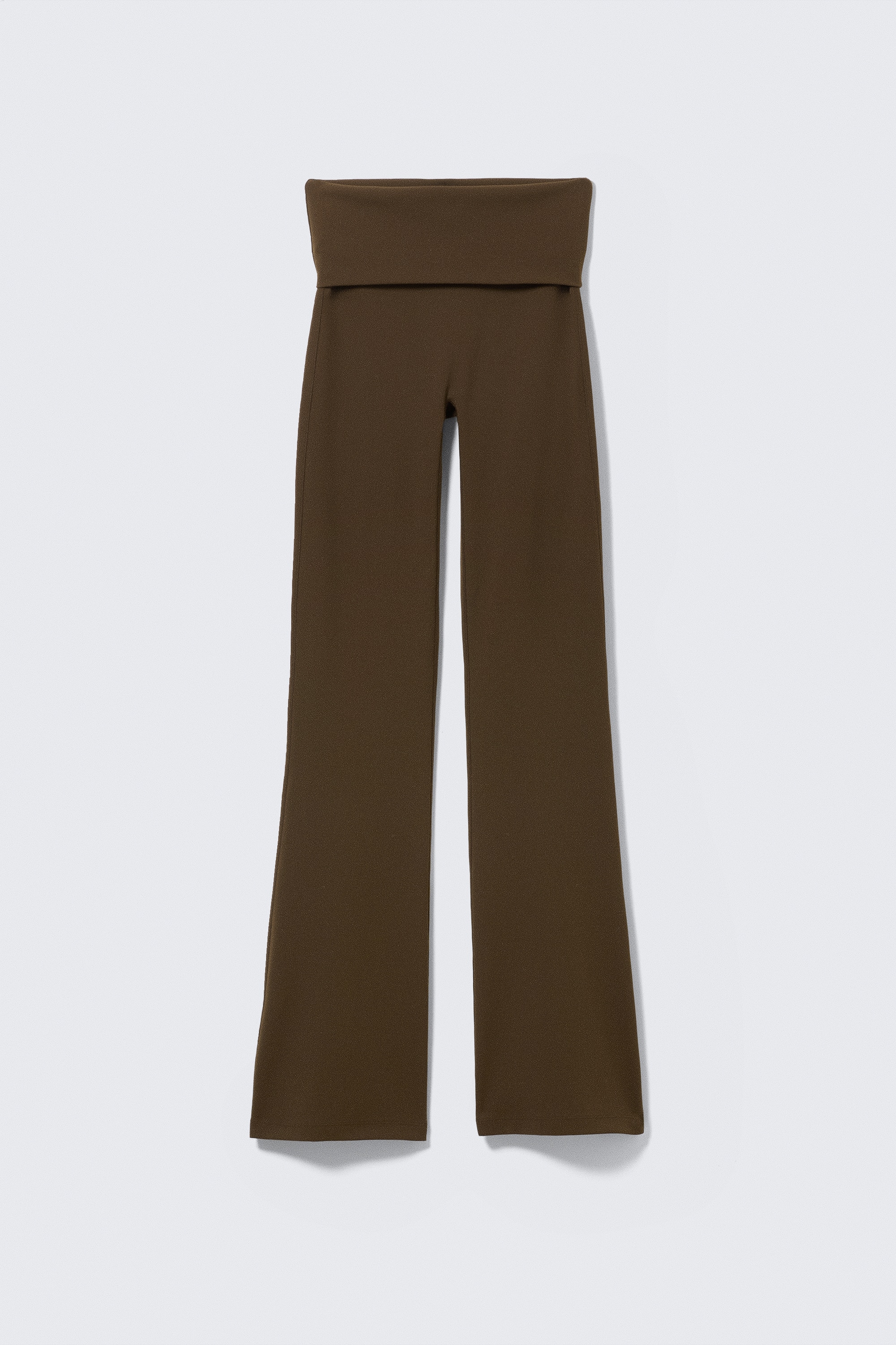 Folded Waist Flared Yoga Tights - Dark Brown/Dark Khaki Green/Black/White