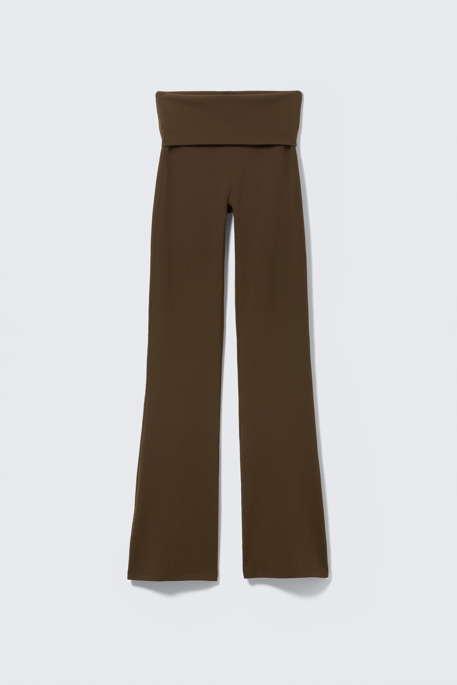 Folded Waist Flared Yoga Tights - Dark Brown/Black/Dark Khaki Green/White - 2