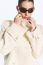 Dusty White - Wool-Blend Funnel neck jacket - 2