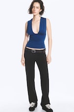 Bleu vif - Top corset en lyocell à col V - 1