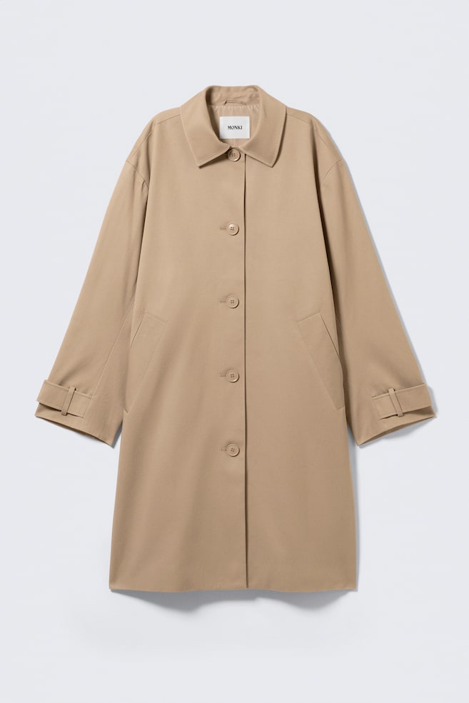 Gabardina de corte relajado - Beige/Topo oscuro/Gris a cuadros - 1