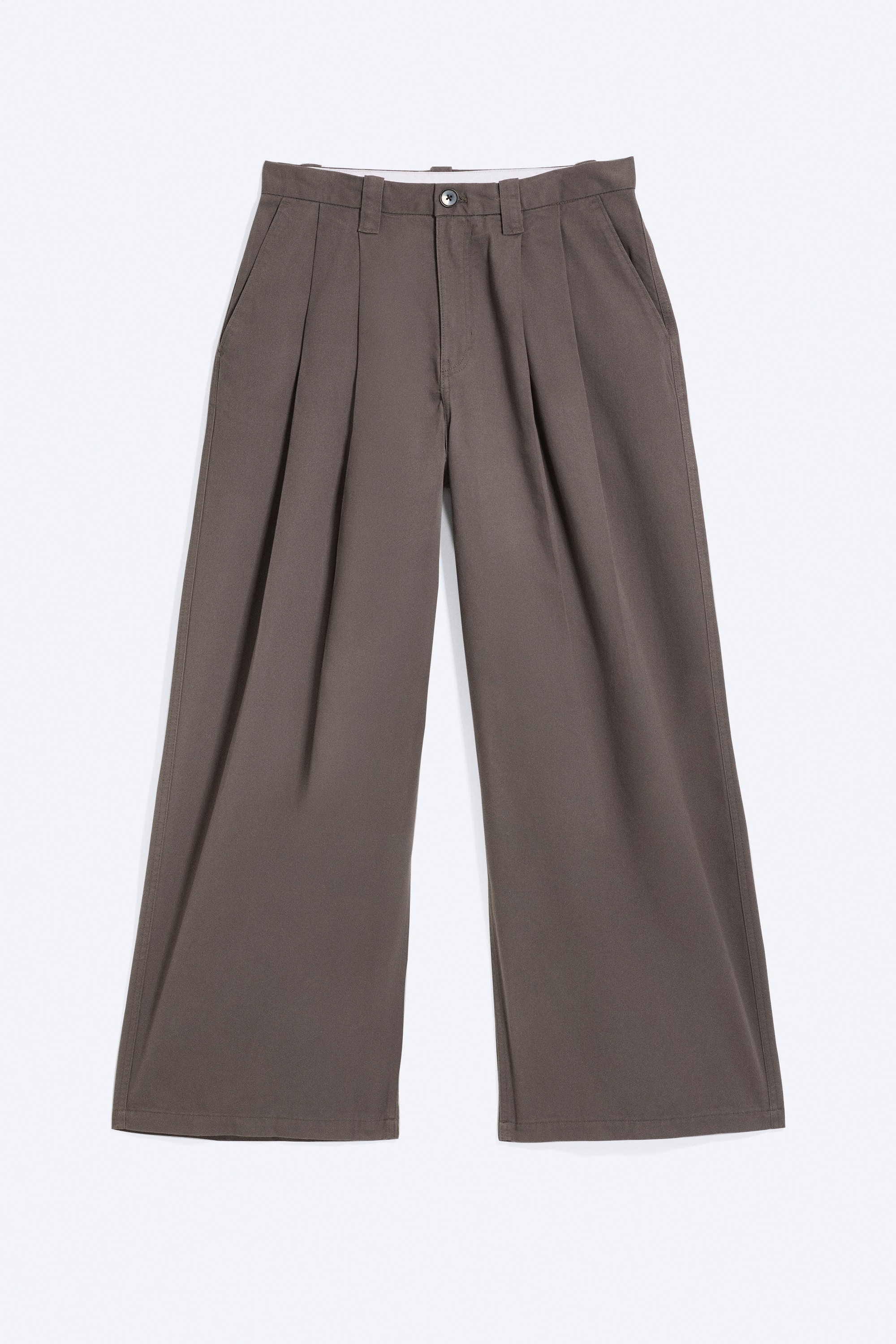 Chino baggy plissé en sergé Otis - Taupe foncé/Noir/Gris foncé