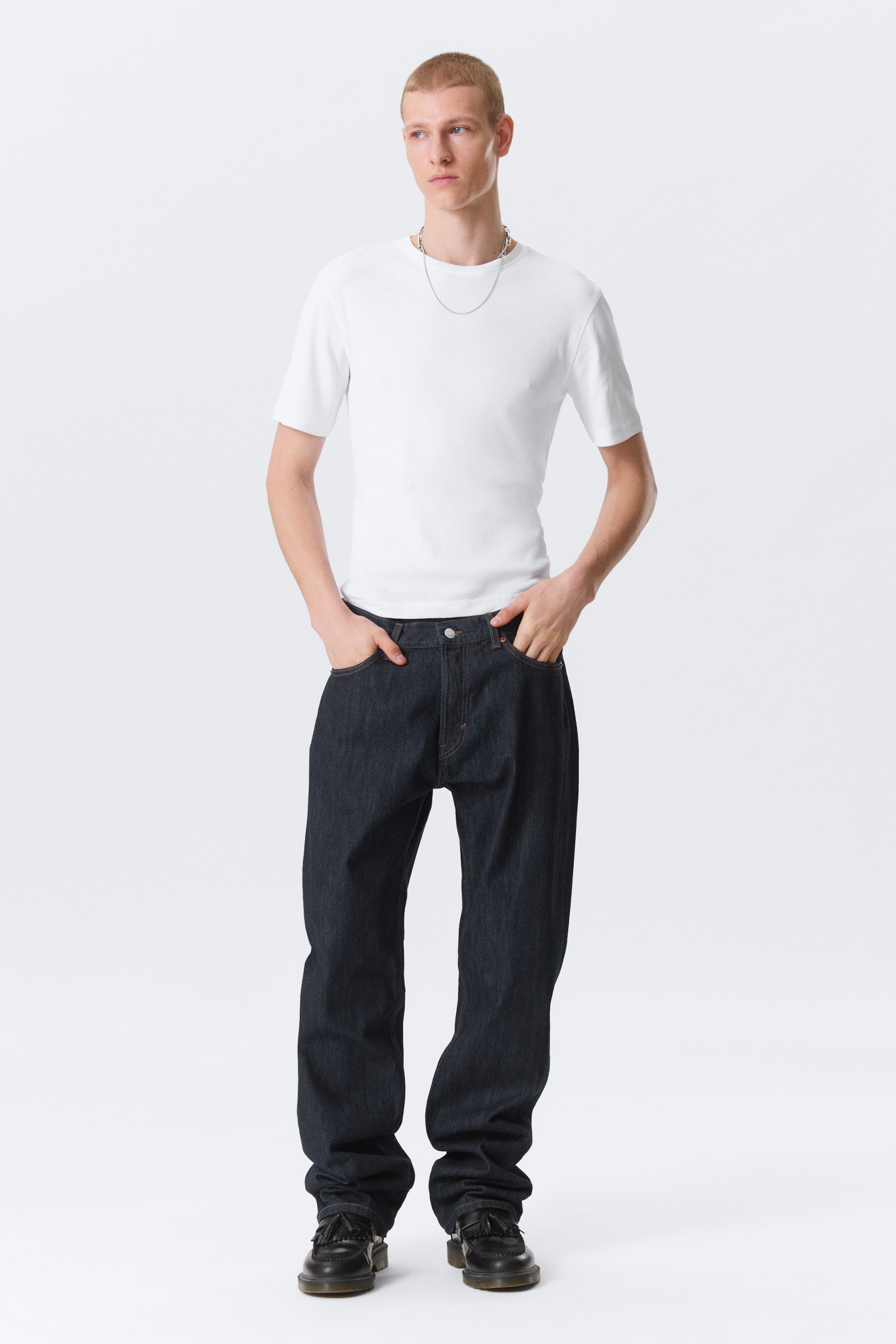 Blue Rinse – Donkerblauw - Space Mid Rise Relaxed Straight Leg Jeans - 0