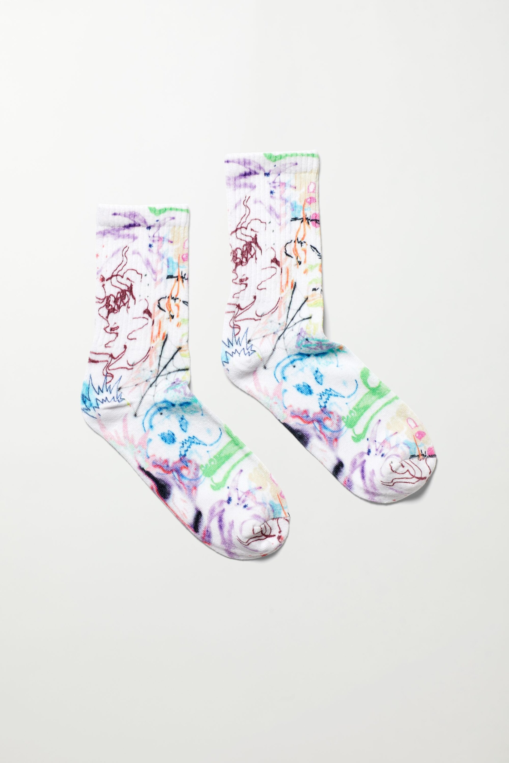 White - Sport Printed Socks - 0