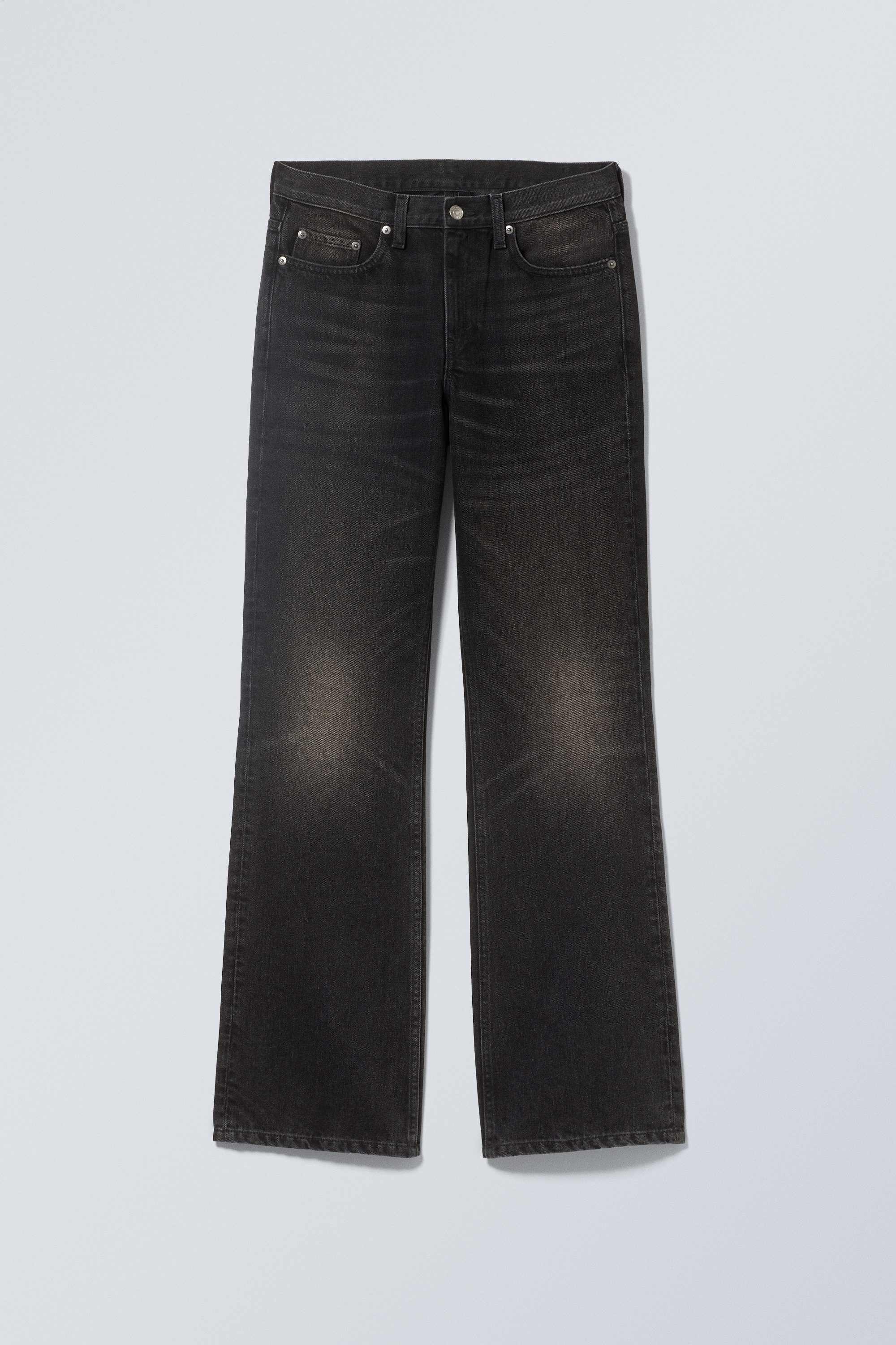 area mid rise loose wide leg jeans - Black Rinse - Black | Weekday WW