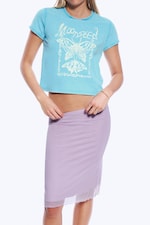 Light Purple - Layered Mesh Midi Skirt - 1