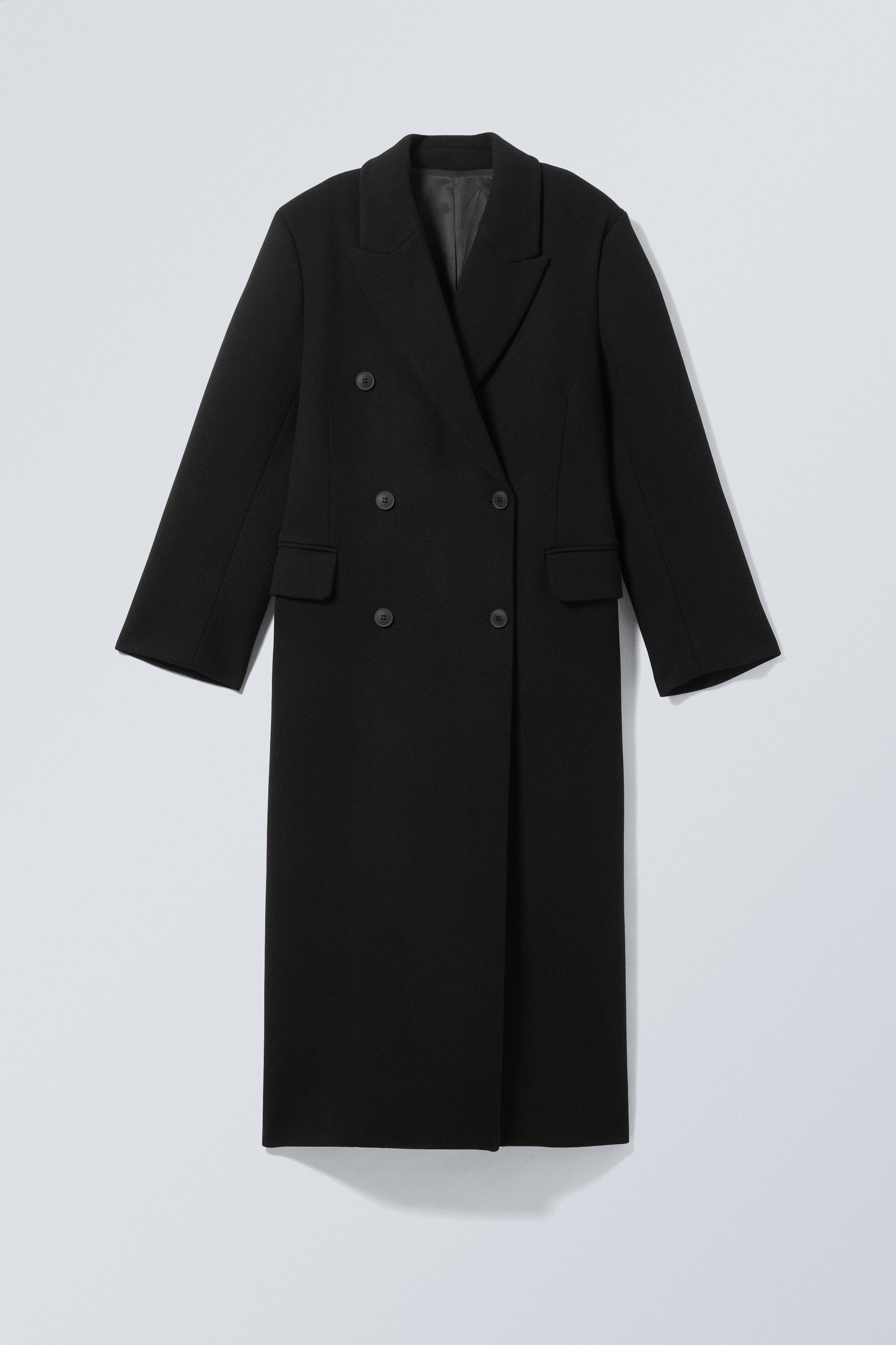 Logan Double-Breasted Wool-Blend Coat - Negro/Marrón oscuro/Gris oscuro