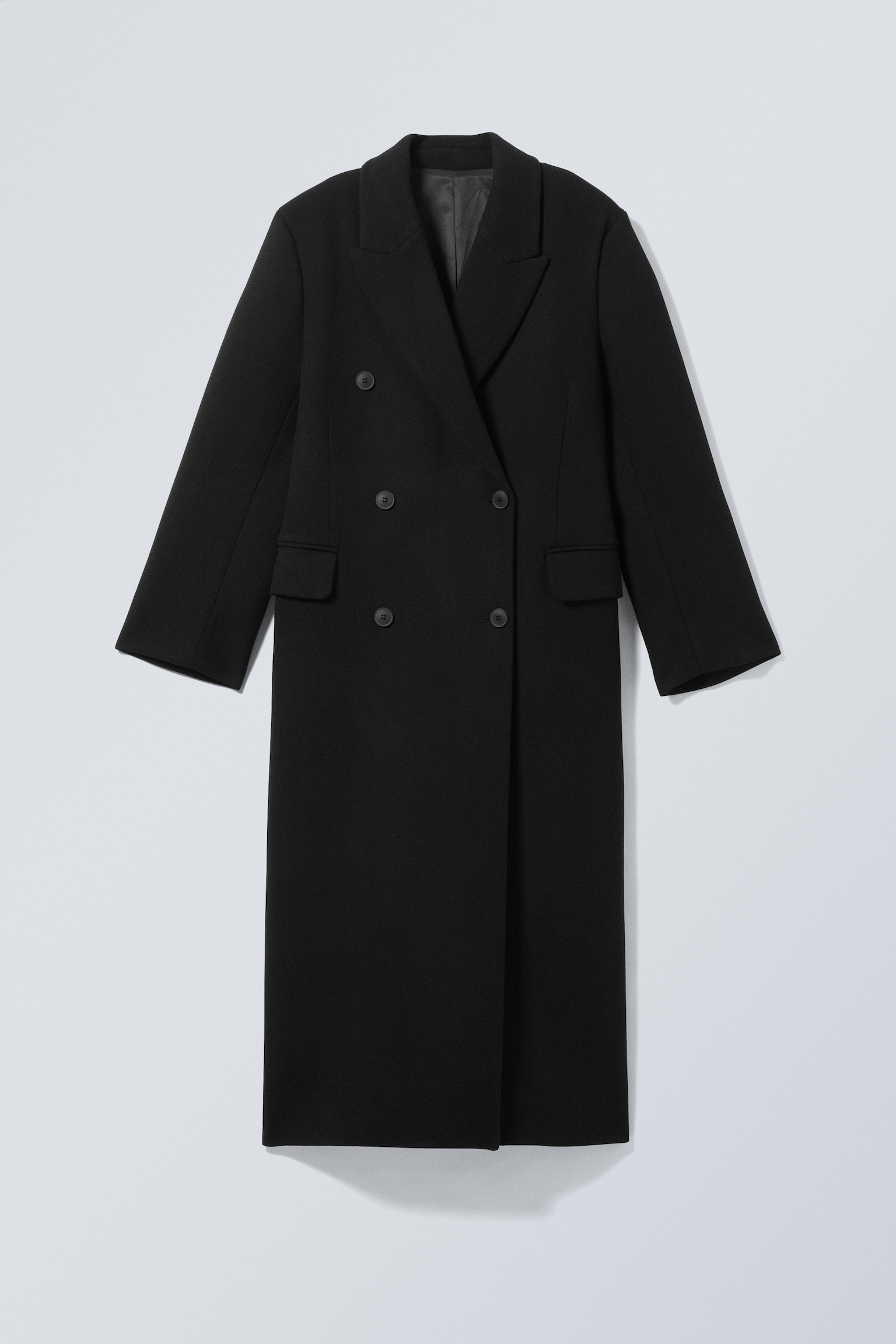 Oversized Double-Breasted Wool-Blend Coat - Black/Dark Grey/Dark Brown - 2