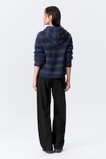 Blue & Grey Stripes - Knitted Wool-Blend Zip Hoodie - 5