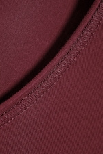Dark Red - Fitted Three-Quarter Sleeve Top - 5