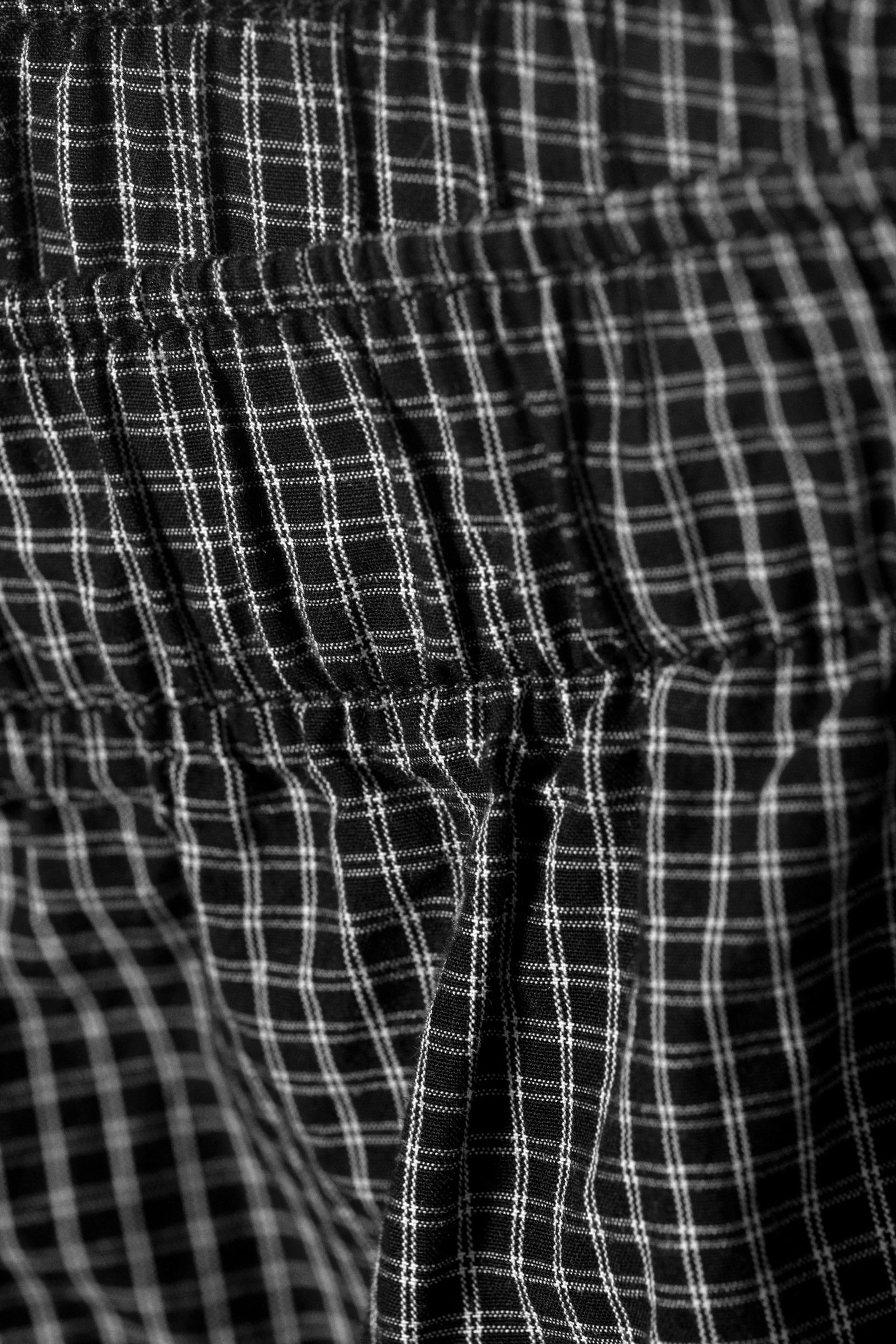 Checked Black - Low Loose Cotton Trousers - 5