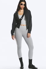Ljus dimgrå - Högmidjade sporttights - 0