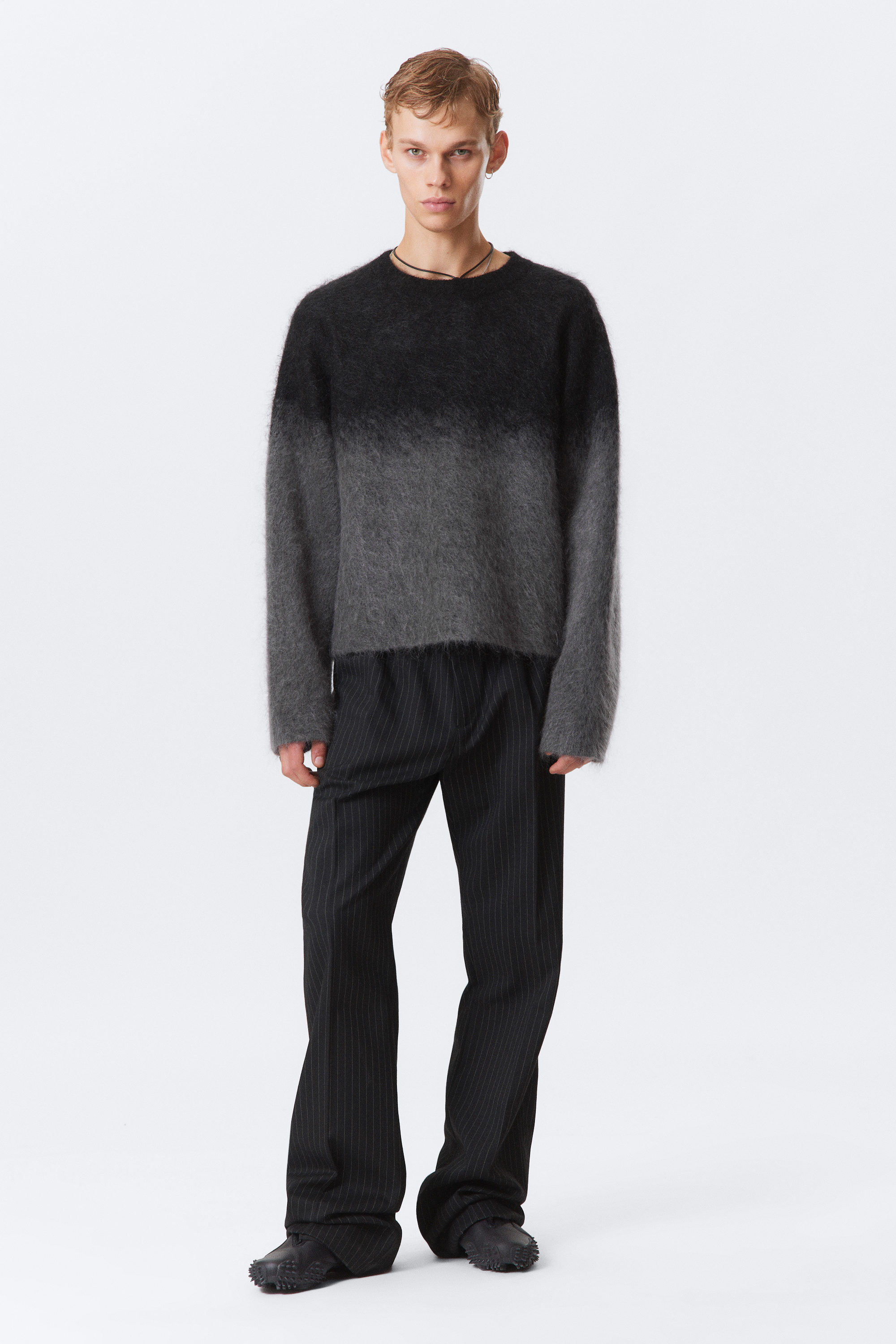 Svart/Grå Fade - Faded Mohair-Blend Tröja - 2