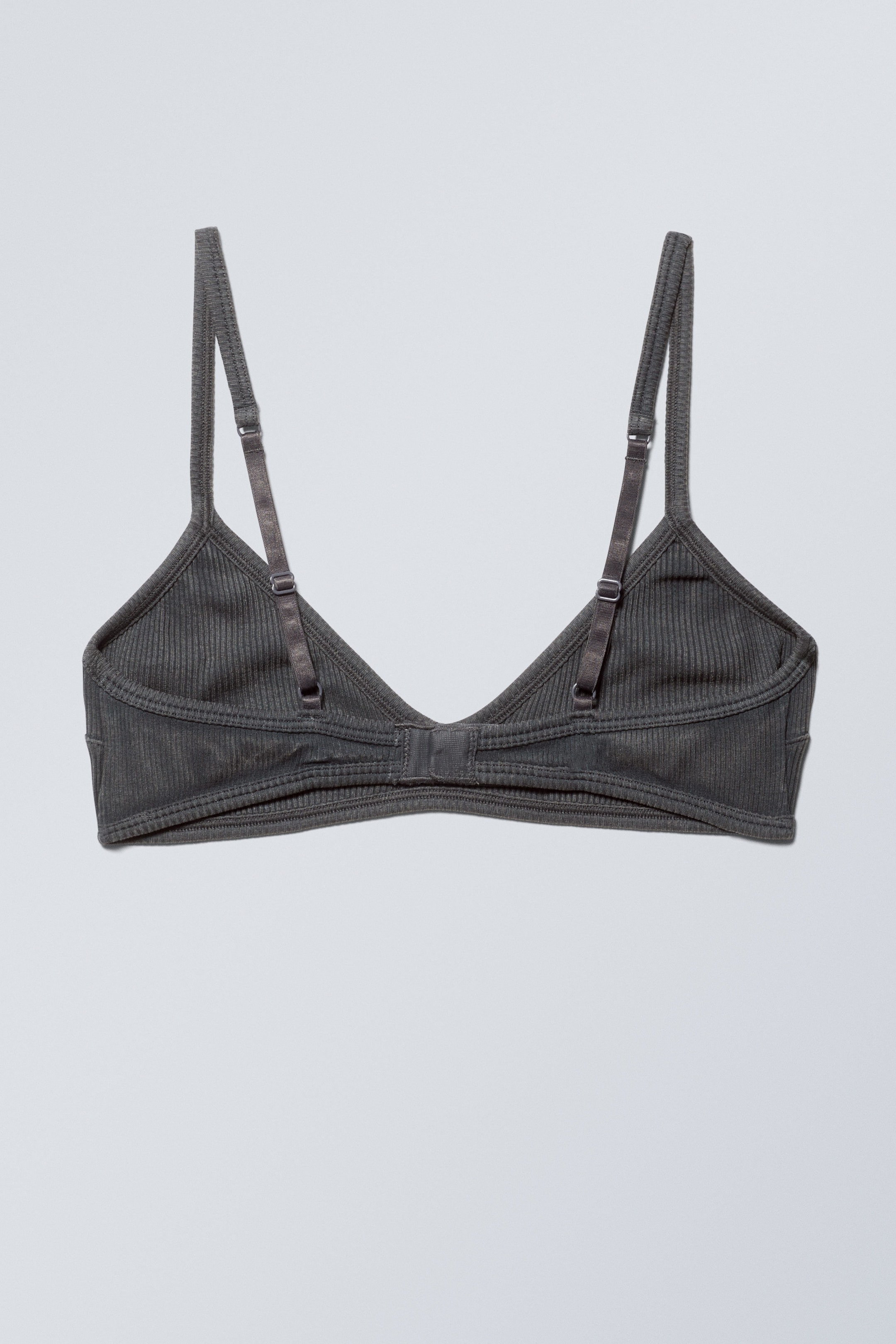 Gris foncé délavé - Soutien-gorge coton côtelé délavé - 1
