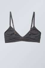 Gris foncé délavé - Soutien-gorge coton côtelé délavé - 1