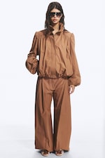 Marron moyen - Veste de survêtement oversize à col cheminée - 1