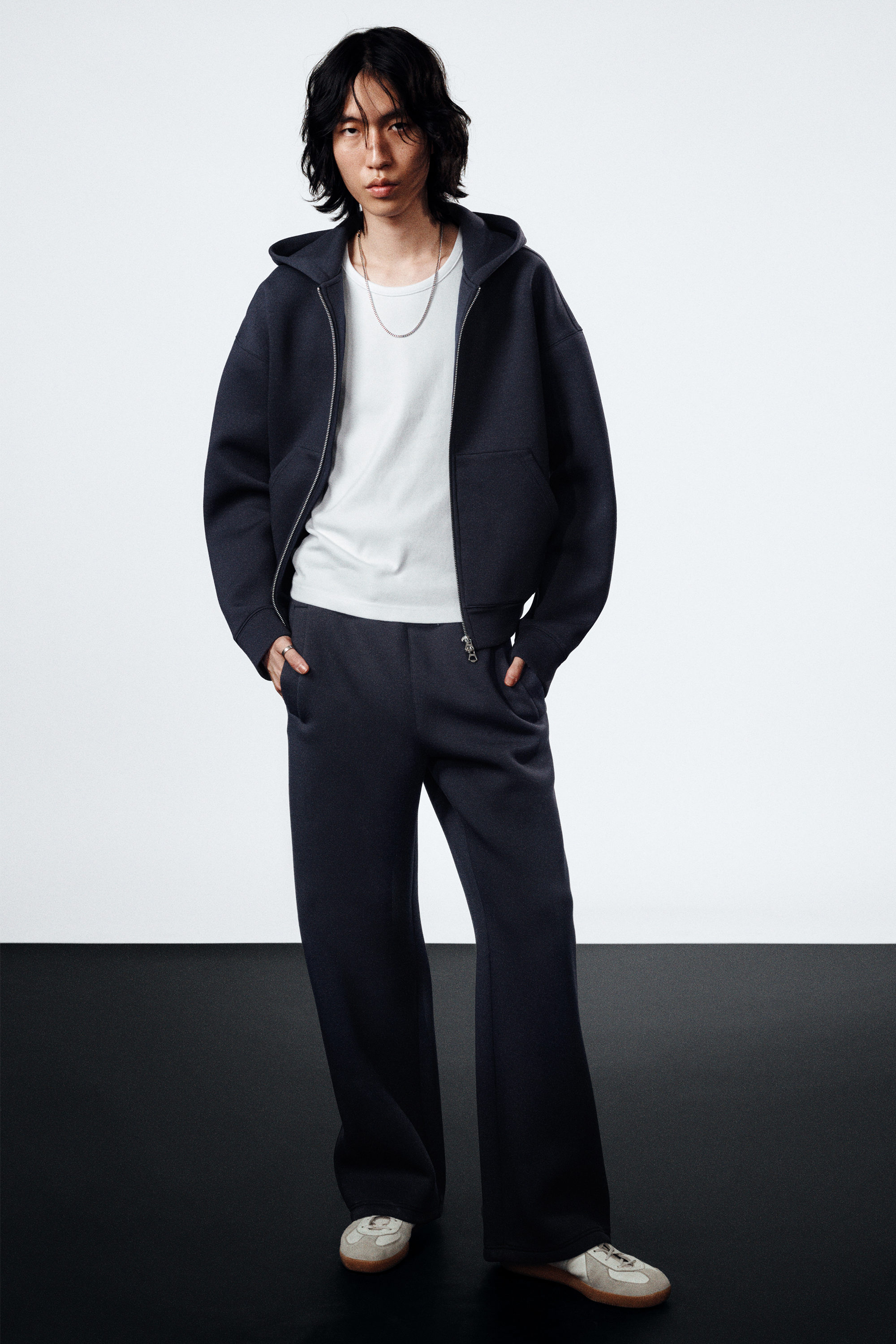 Dark Navy Blue - Loose Fit Scuba Sweatpants - 2
