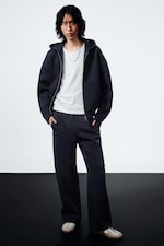 Dark Navy Blue - Loose Fit Scuba Sweatpants - 1