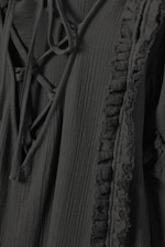 Dunkelgrau - Lange Tunika mit Rüschen und Ausschnitten - 2
