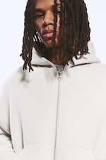 Taupe cendré clair - Sweat à capuche zippé en scuba Simon - 2