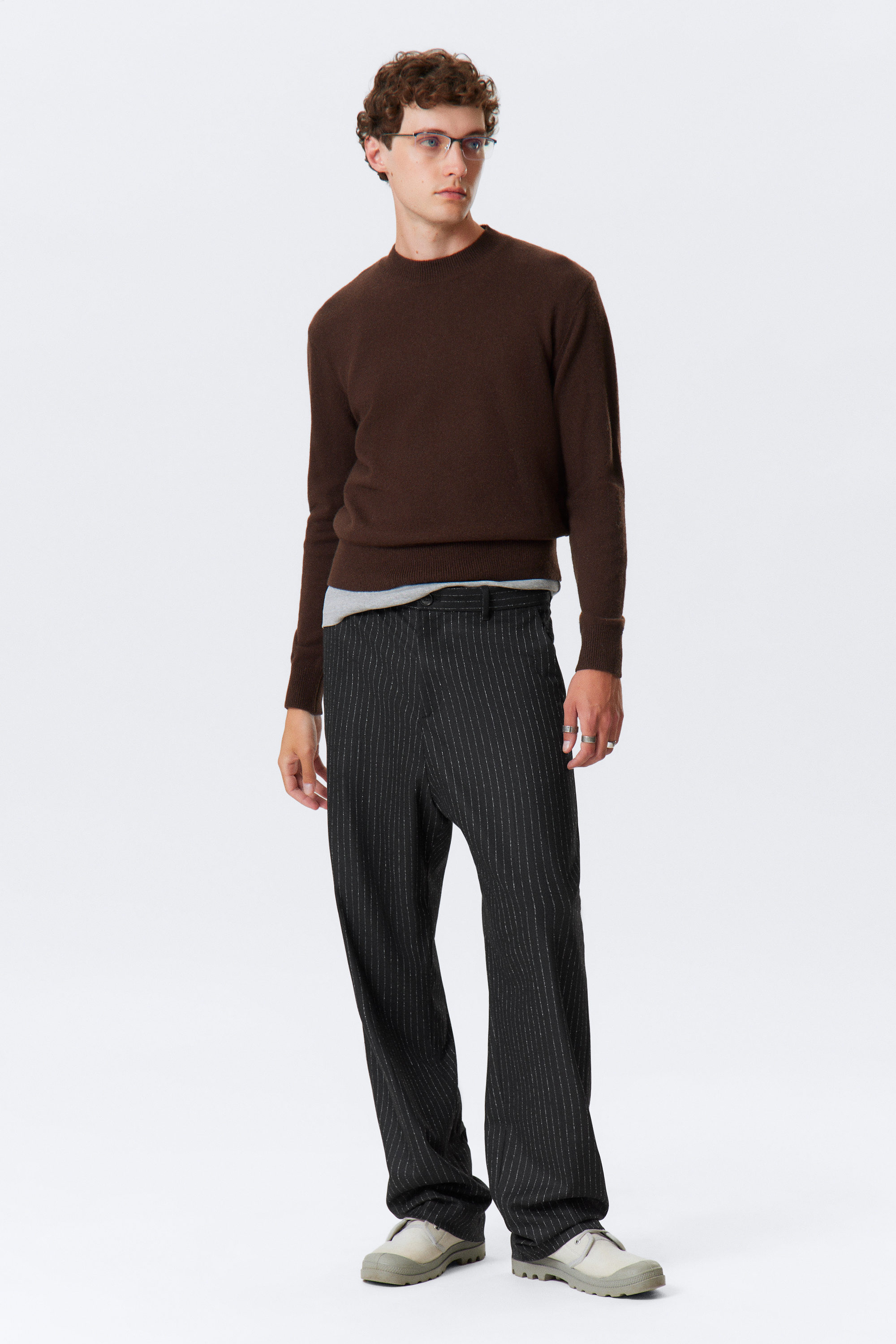 Black Pinstripe - Oversized Suit Trousers - 1