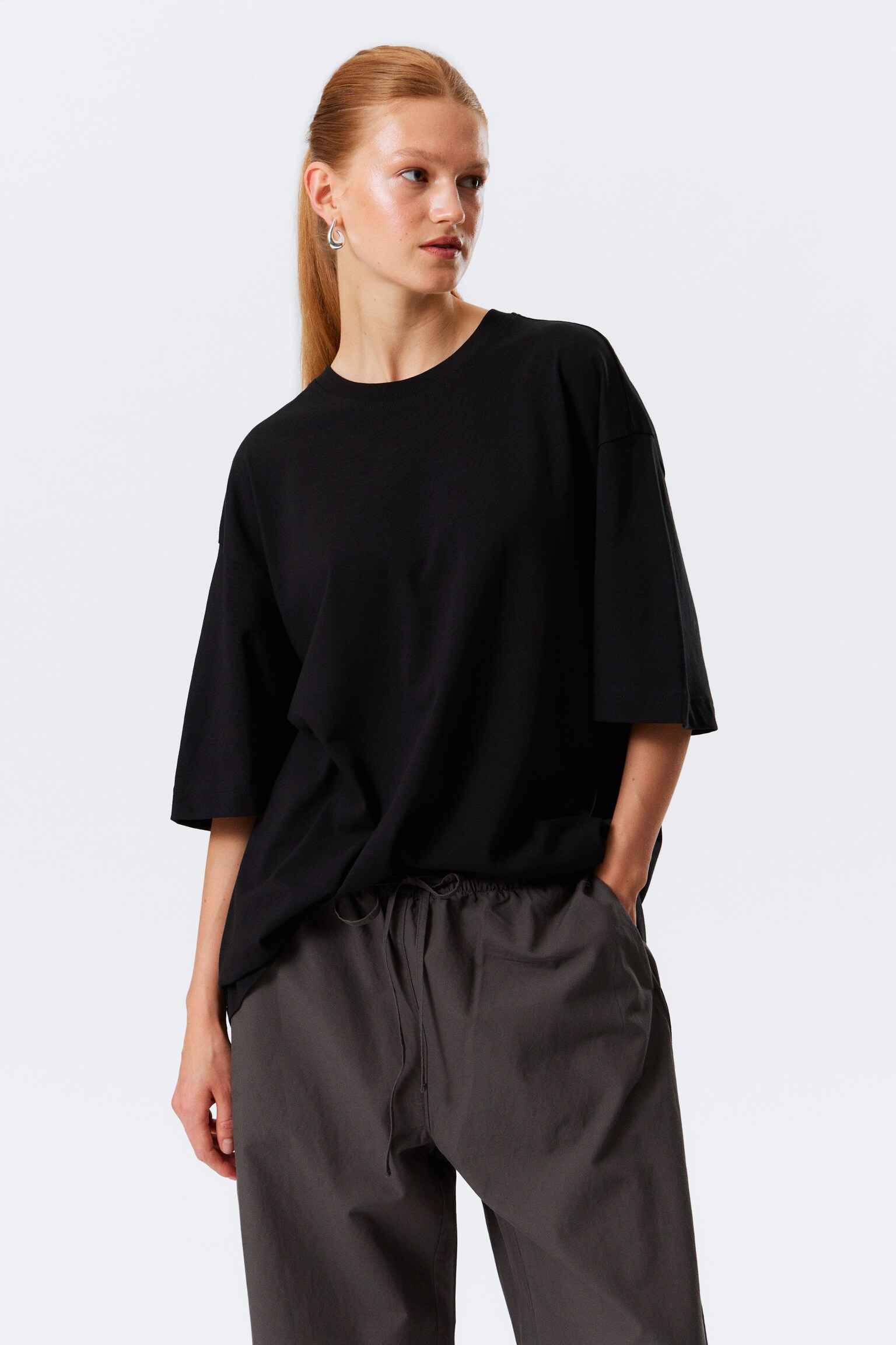 Oversized T-shirt - Black/White/Bright Orange/Dark Blue
