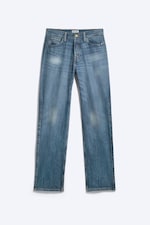 Spotted Blue - Dark Blue - Space Mid Rise Relaxed Straight Dart Jeans - 5