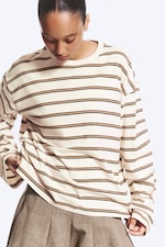 Staubweiß - Braune Streifen - Longsleeve-Shirt aus Baumwolle - 2