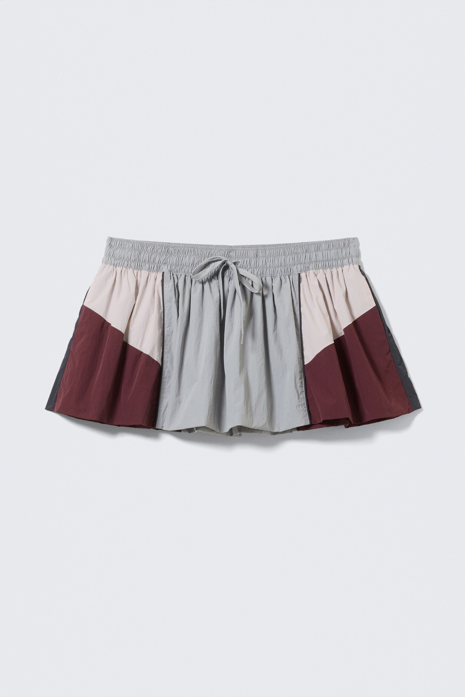Colourblock A-line Nylon Mini Skirt - Grey/Pink/Red - 2